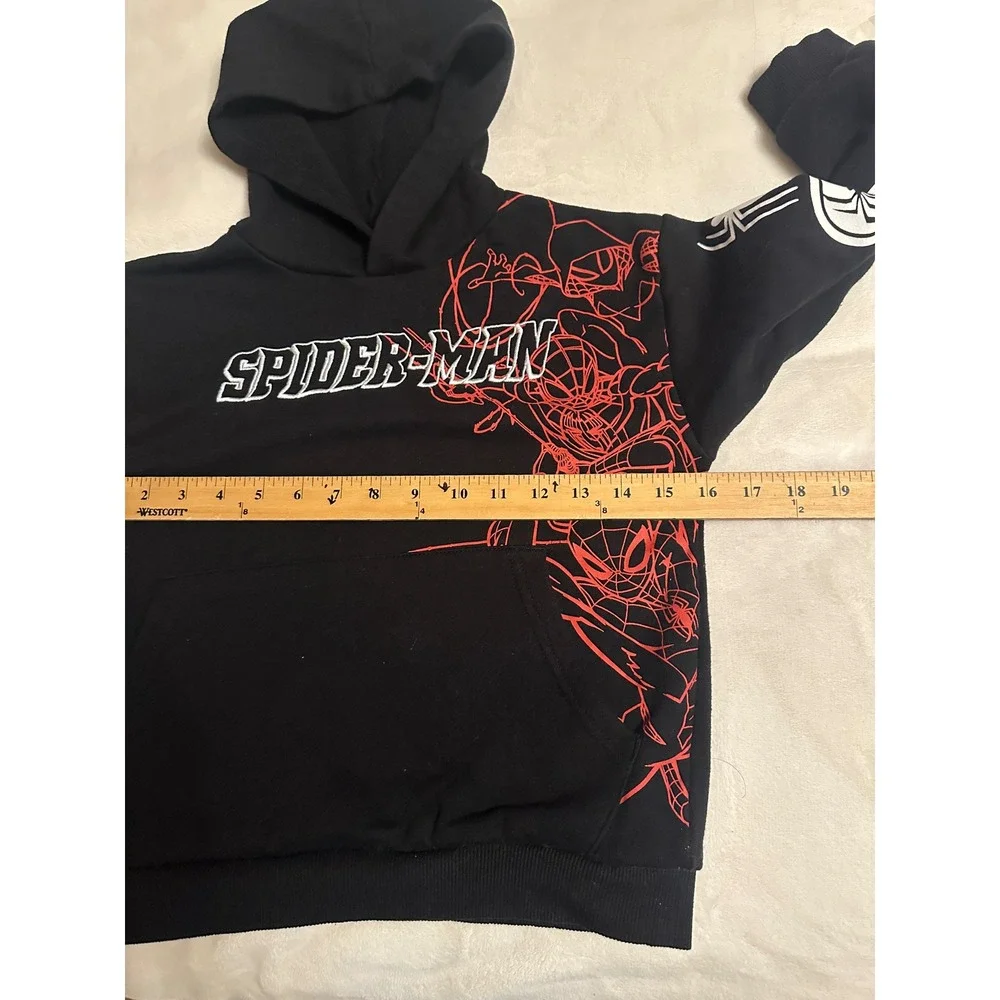 Marvel Spider-Man Kids Black Graphic‎ Pullover Hoodie Sweatshirt Size 6/7